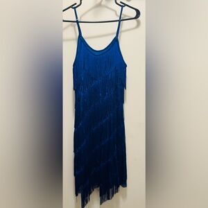 Blue Fringe Sequin Dress